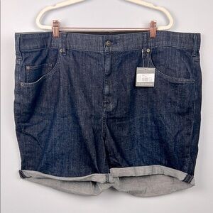 Eddie Bauer NWT plus size 22w boyfriend dark denim rolled shorts
